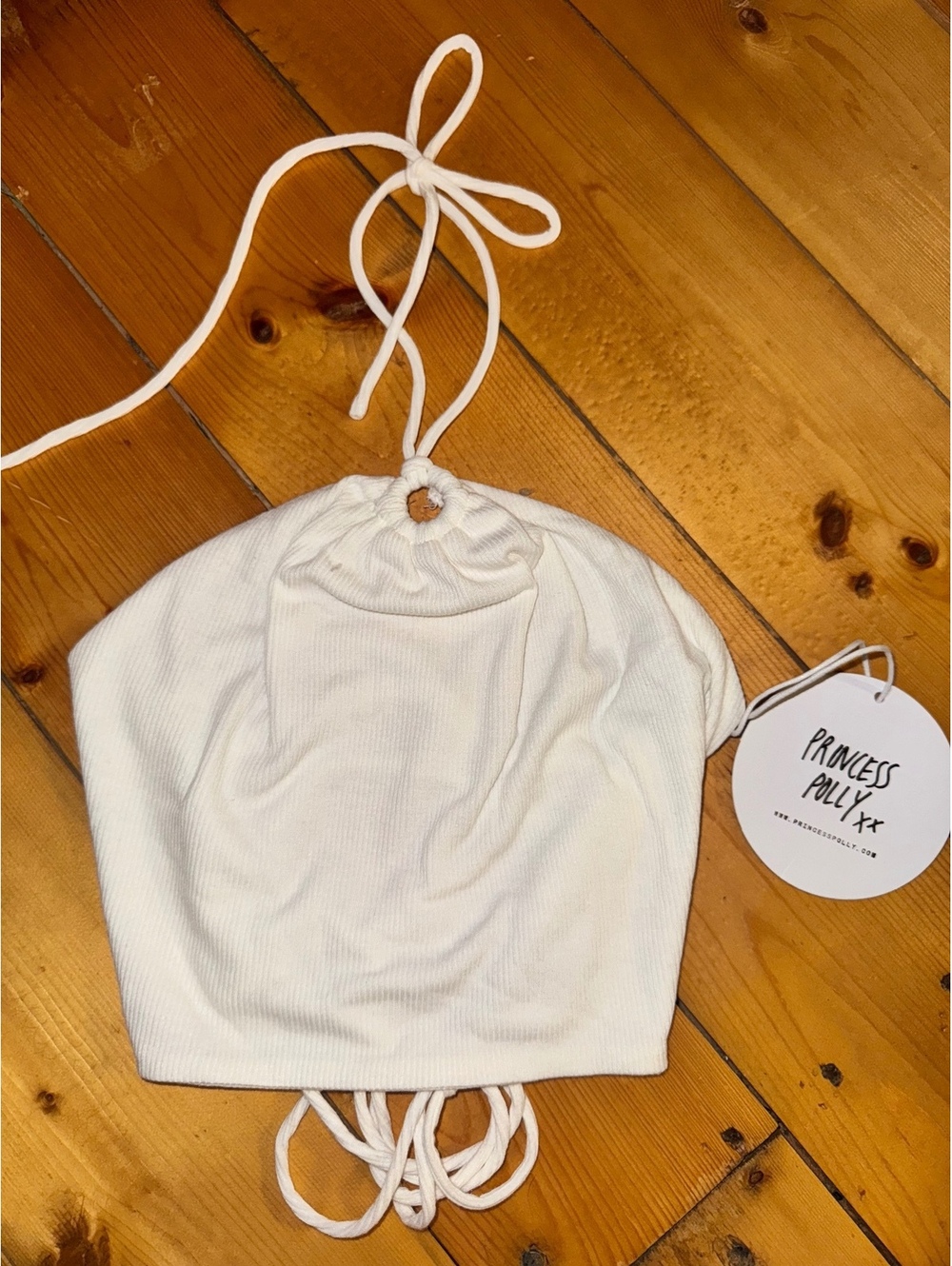 Princess Polly white halter crop top